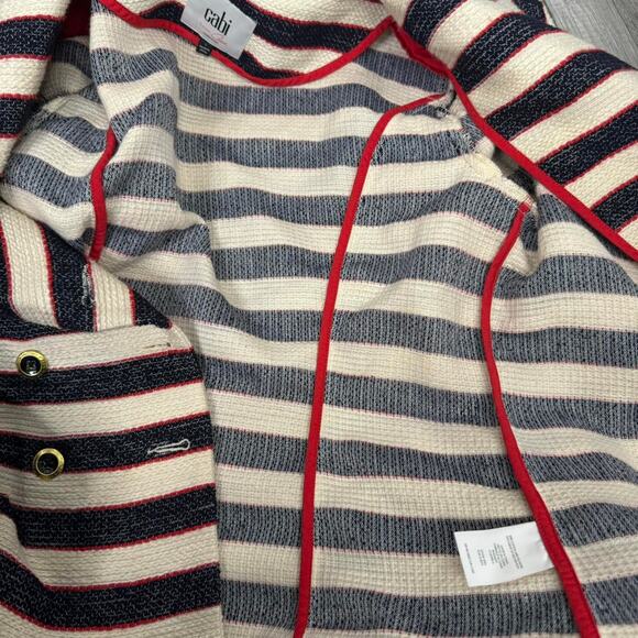 Cabi Nautical Striped Blazer Jacket Navy Red White Double Breasted Preppy Small - Picture 6 of 8
